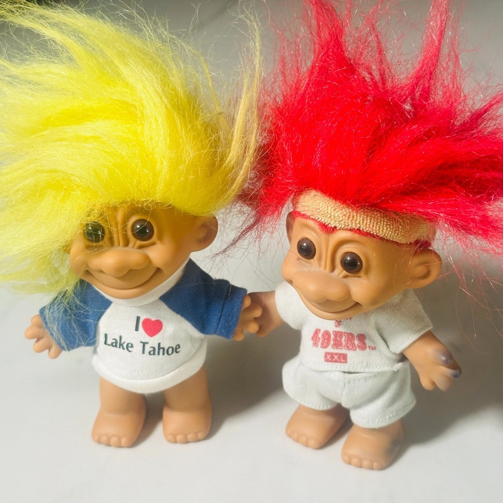Troll Doll Retro Lot of 2  Figures Collectible Vintage 5" SF 49ers - Lake Tahoe
